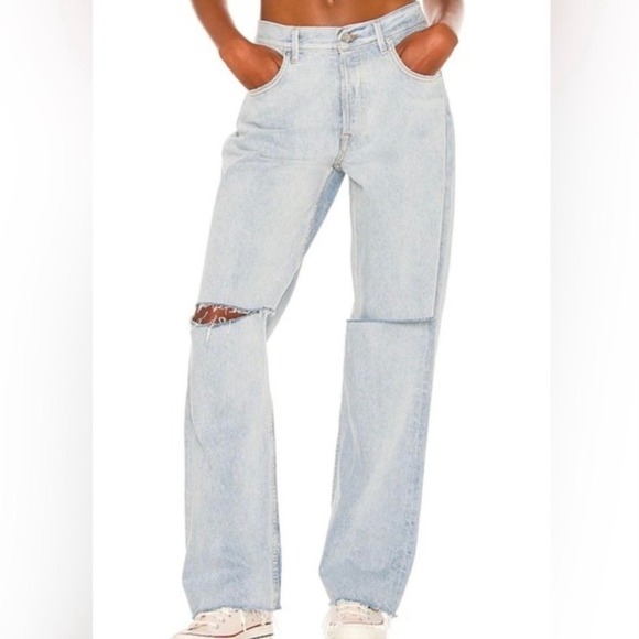 GRLFRND Denim - GRLFRND The Bella Low Rise Boyfriend Jeans Light Wash Distressed Echo Park 27‎